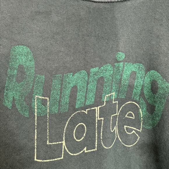 Aerie Running Late Green Graphic Sweatshirt Pullover Crew 100% Cotton Sz M - Picture 5 of 10